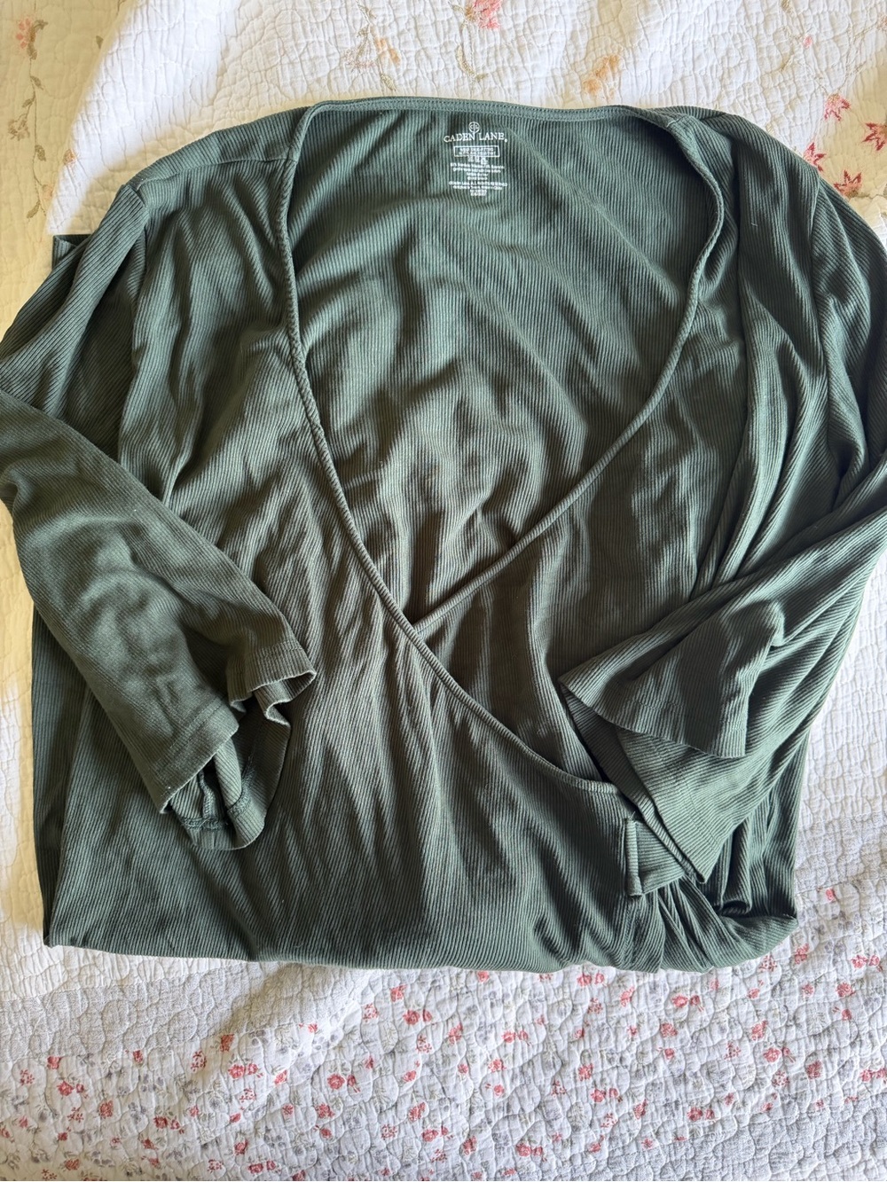 Caden Lane Olive Green Wrap-Front nursing/postpartum robe partum robe